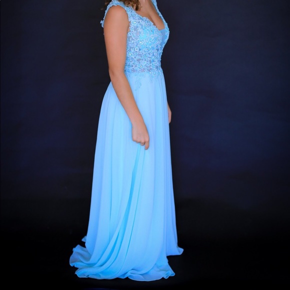 Light blue sequin silk Prom dress - Picture 4 of 4